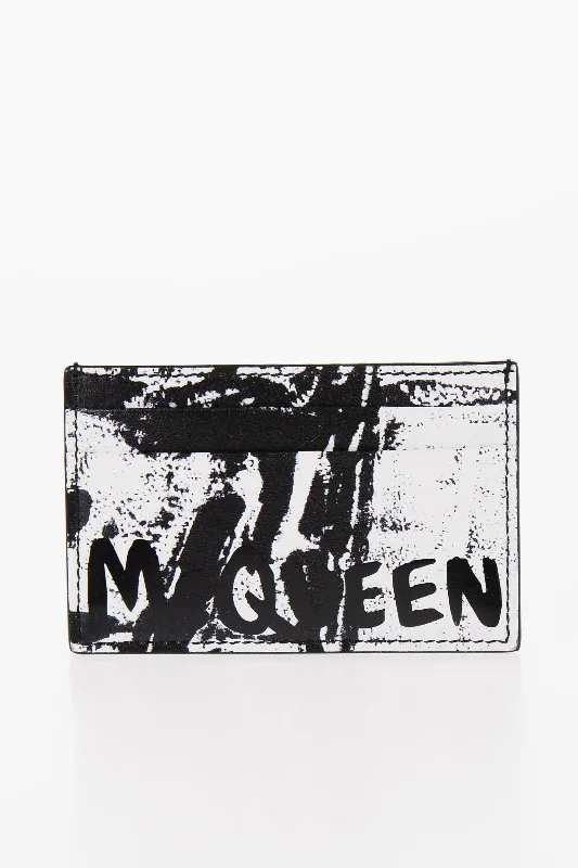 men wallets artisan leather-Alexander Mcqueen Leather Two-Tone Card Holder With Logo