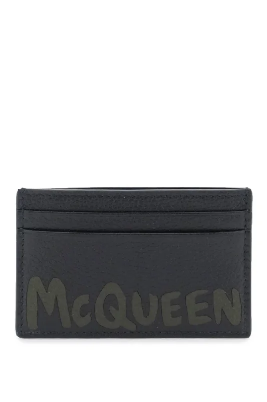 men wallets slim leather bifold-Alexander Mcqueen Men's Graffiti Cardholder