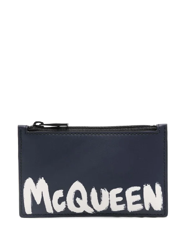 men wallets snap leather-Alexander Mcqueen Men's Wallets blue