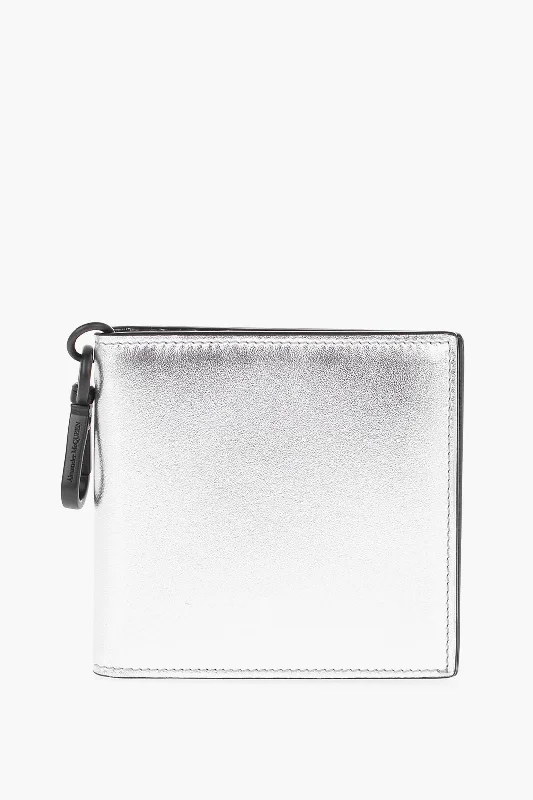 men wallets custom design-Alexander Mcqueen Metallic Leather Card Holder