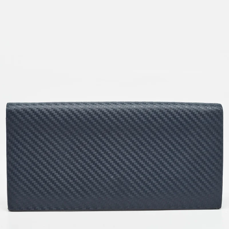 men wallets coin leather design-Alfred Dunhill Navy Blue Leather Long Bifold Wallet