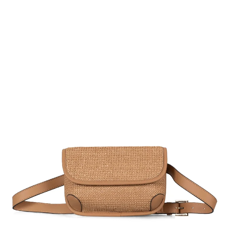 Handbag with hooks-Straw Fanny Pack | RFID