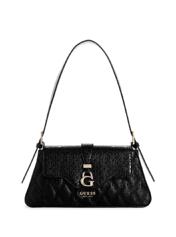 Handbag for outings-Black Logo Adi Shoulder Bag