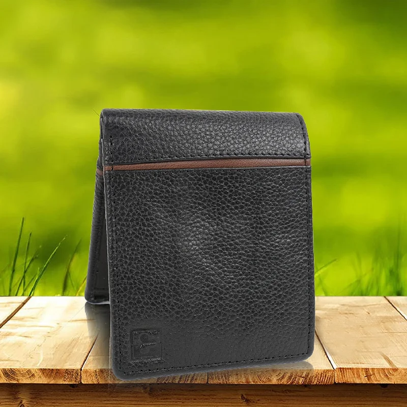 Backpack for daily needs-CIMONI Black Self Design Genuine Leather Wallets on Sale