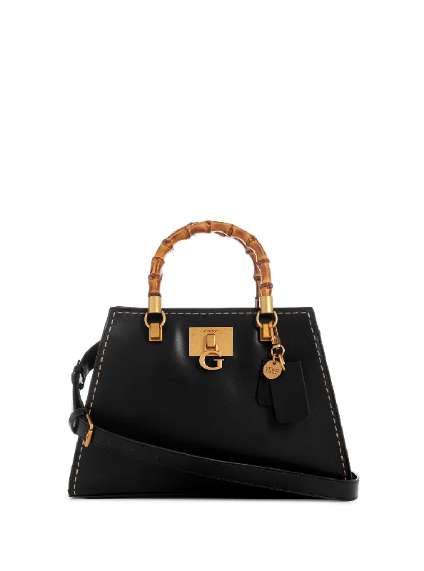 Handbag for runners-Black Stephi Bamboo Satchel Bag