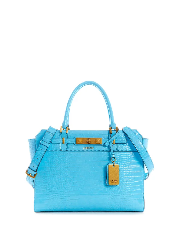 Handbag with texture-Blue Raffie Satchel Bag