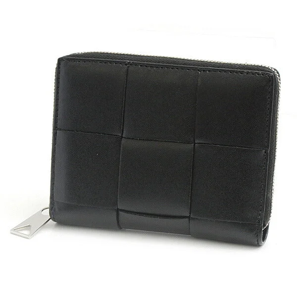 Keychains with modern hooks-Bottega Veneta Lambskin Compact Zip Wallet