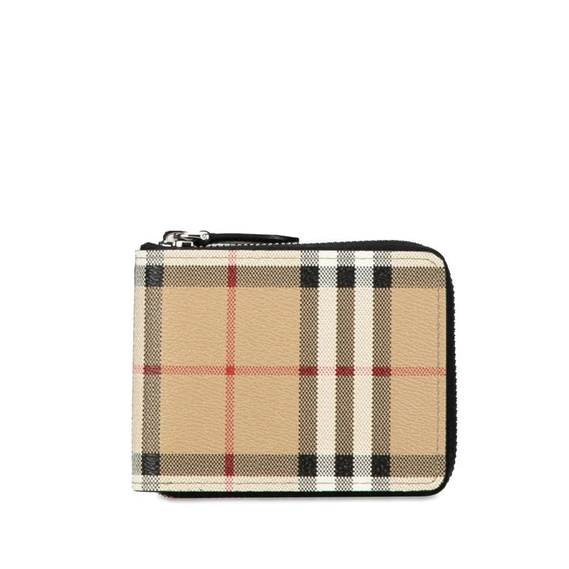 Wallets in durable hooks-Burberry Nova Check PVC Leather Bifold Wallet