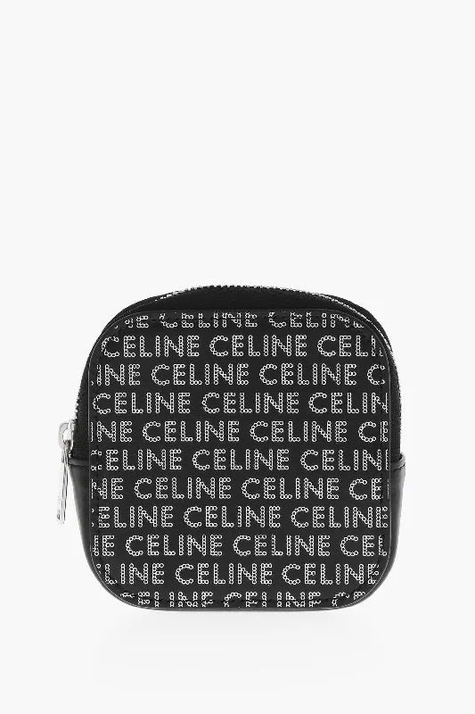 men wallets reinforced leather-Celine All-Over Logo Leather Money Holder