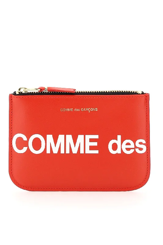 men wallets leather zipper-Comme Des Garcons Wallet Huge Logo Pouch