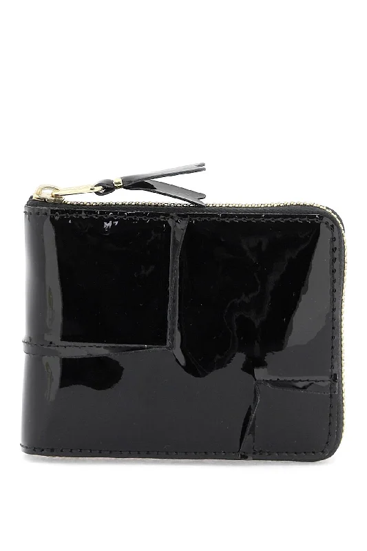 men wallets leather luxury design-Comme Des Garcons Wallet Men's Zip Around Patent Leather Wallet With Zipper