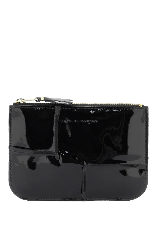 men wallets functional leather design-Comme Des Garcons Wallet Men's Zip Around Patent Leather Wallet With Zipper