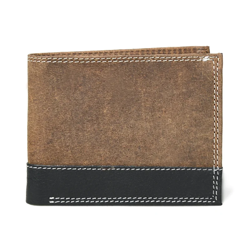 men wallets recycled leather-Contrast Bifold Men's Wallet