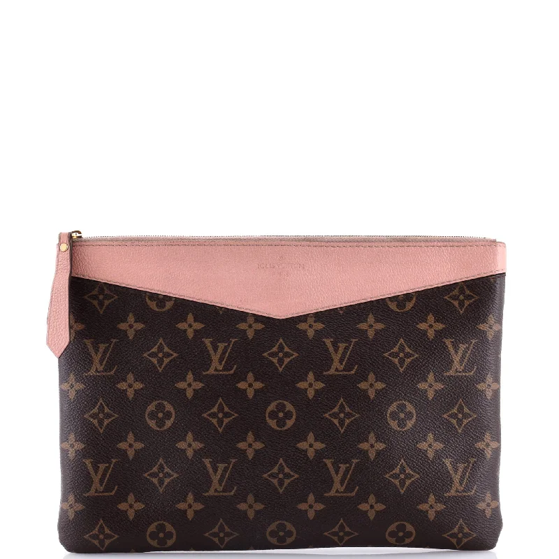 Wallets in bold textures-Daily Pouch Monogram Canvas