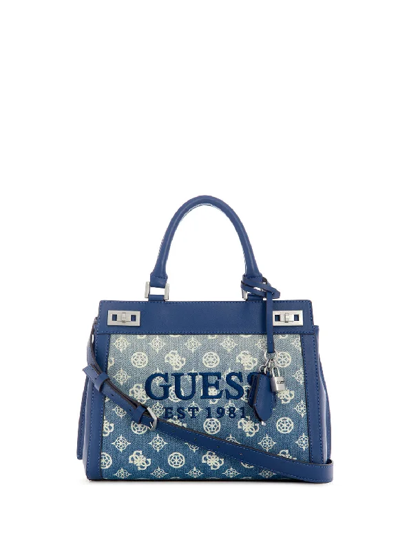 Handbag with sequins-Denim Ombre Logo Katey Luxury Satchel Bag