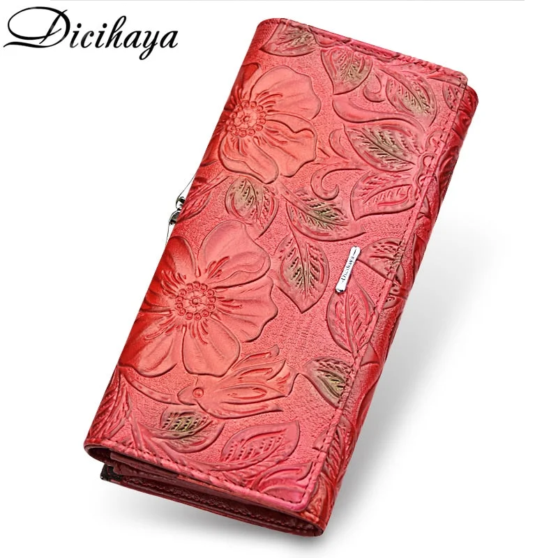 Wallets in slim hooks-DICIHAYA Exclusive Design Leather Women Wallet Luxury Brand Design High Quality Women Purse Card Holder Long Clutch Phone Bag