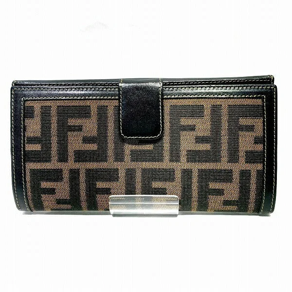 Wallets for everyday finish-Fendi Zucca Canvas Leather Bifold Wallet