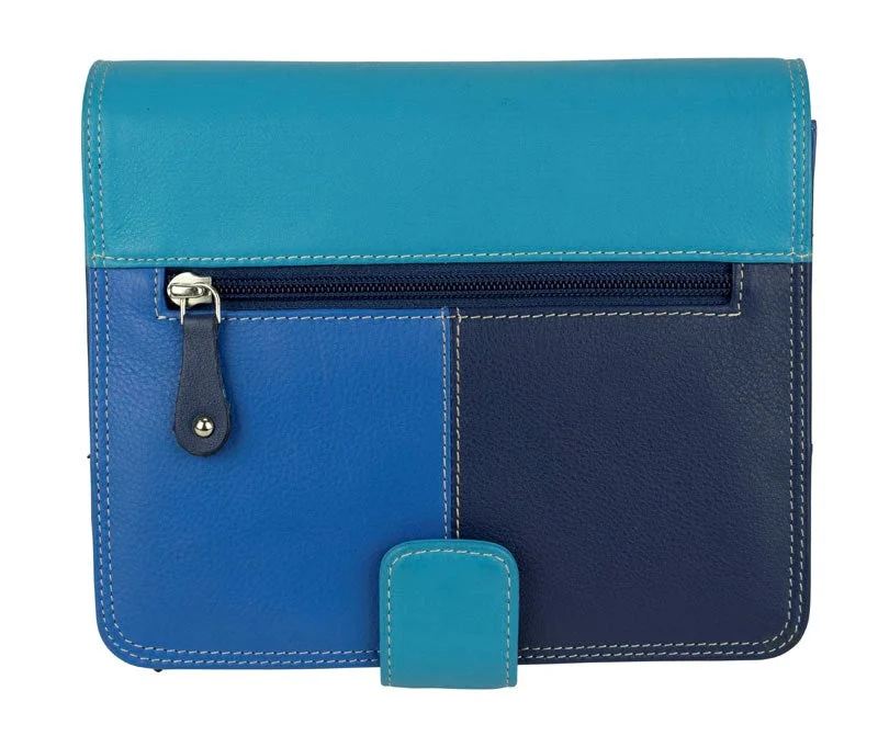 Handbag plum shade-Franco Bonini - Ladies Leather Organiser Handbag - Blue/Multi