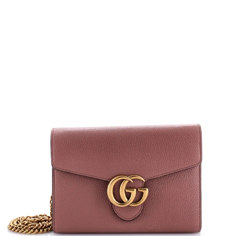 Wallets with sturdy hooks-GG Marmont Chain Wallet Leather Mini