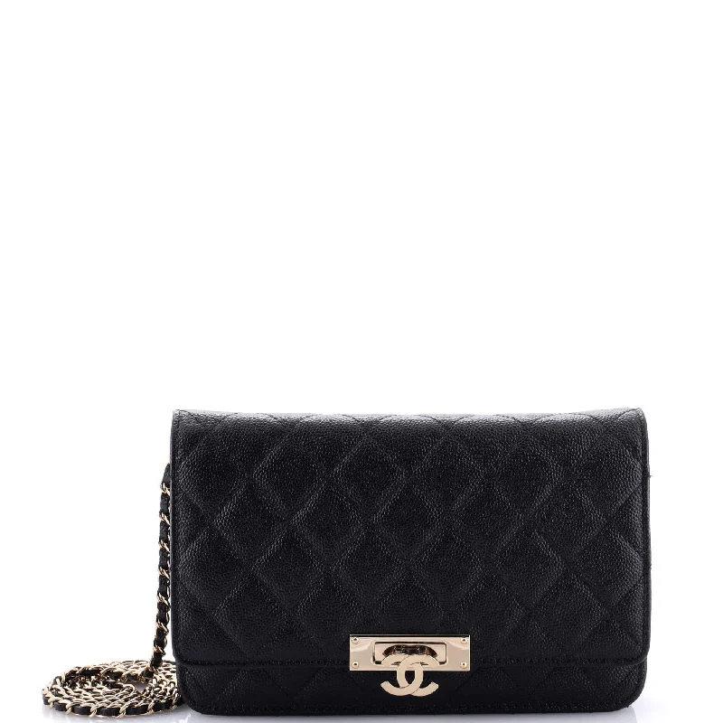 Wallets in trendy tags-Golden Class Wallet on Chain Quilted Caviar