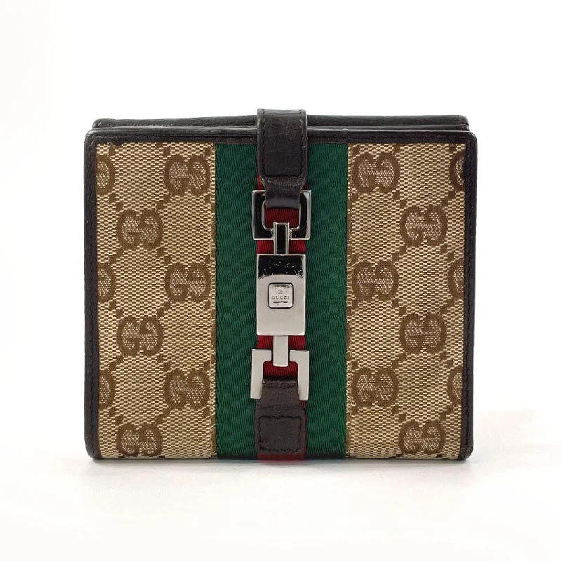 Keychains with unique gear-Gucci Jackie GG Canvas Bifold Wallet Brown