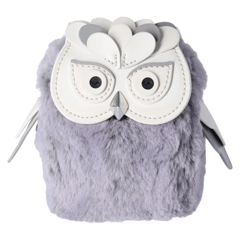 Backpack for students cool-Kate Spade Hoot 3D Owl Coin Purse Grey Multi Novelty