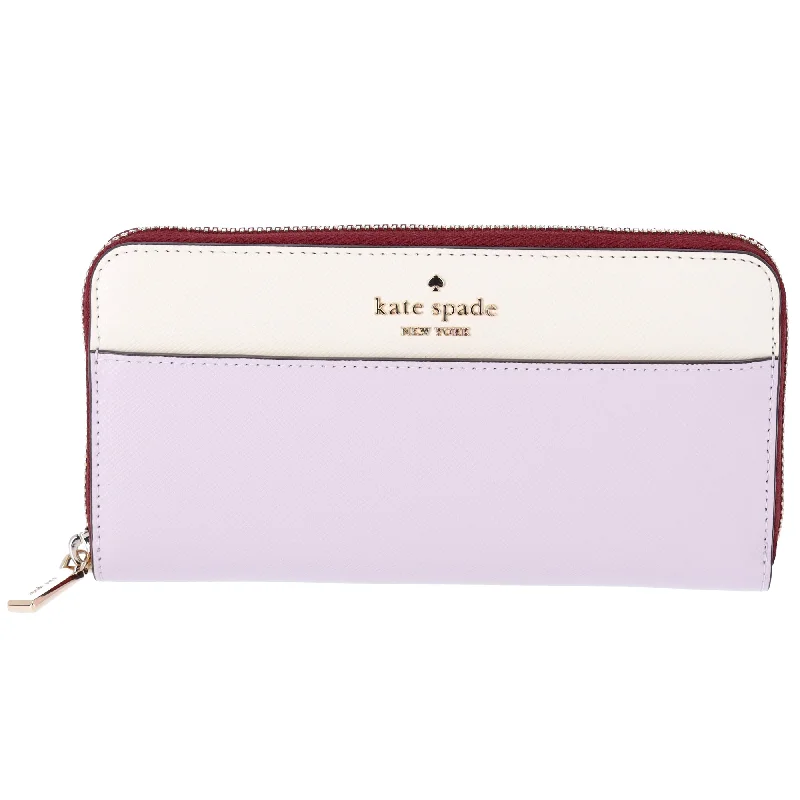 Backpack for rugged use-Kate Spade Madison Saffiano Leather Large Continental Wallet Lilac Moonlight