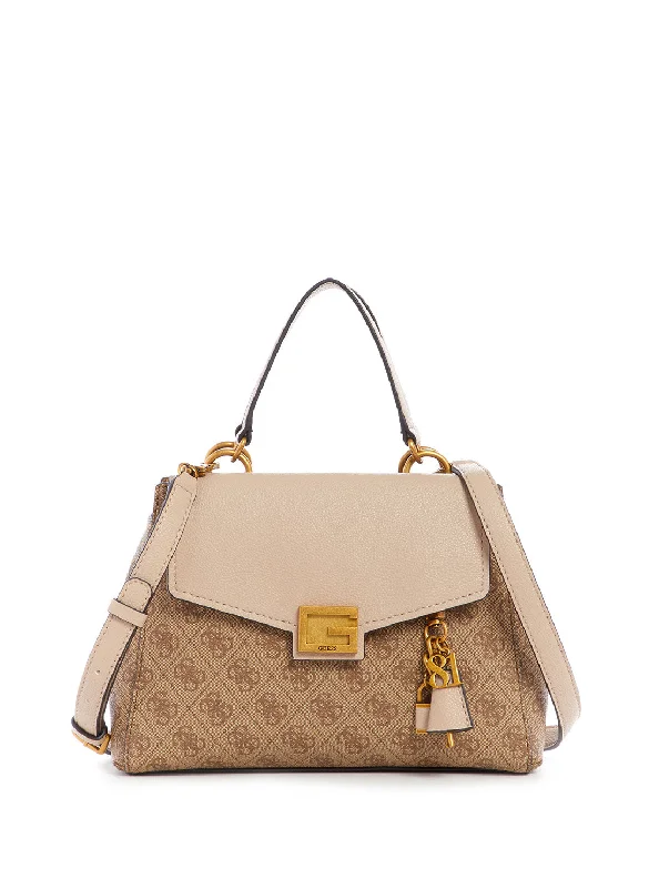 Handbag for markets-Latte Logo Valy Satchel Bag