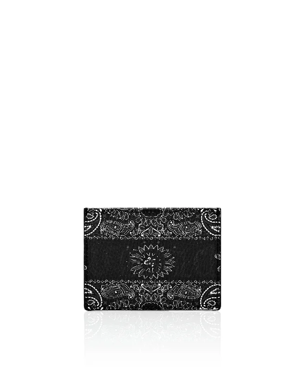 men wallets slim leather bifold style-Leather Credit Cards Holder Paisley