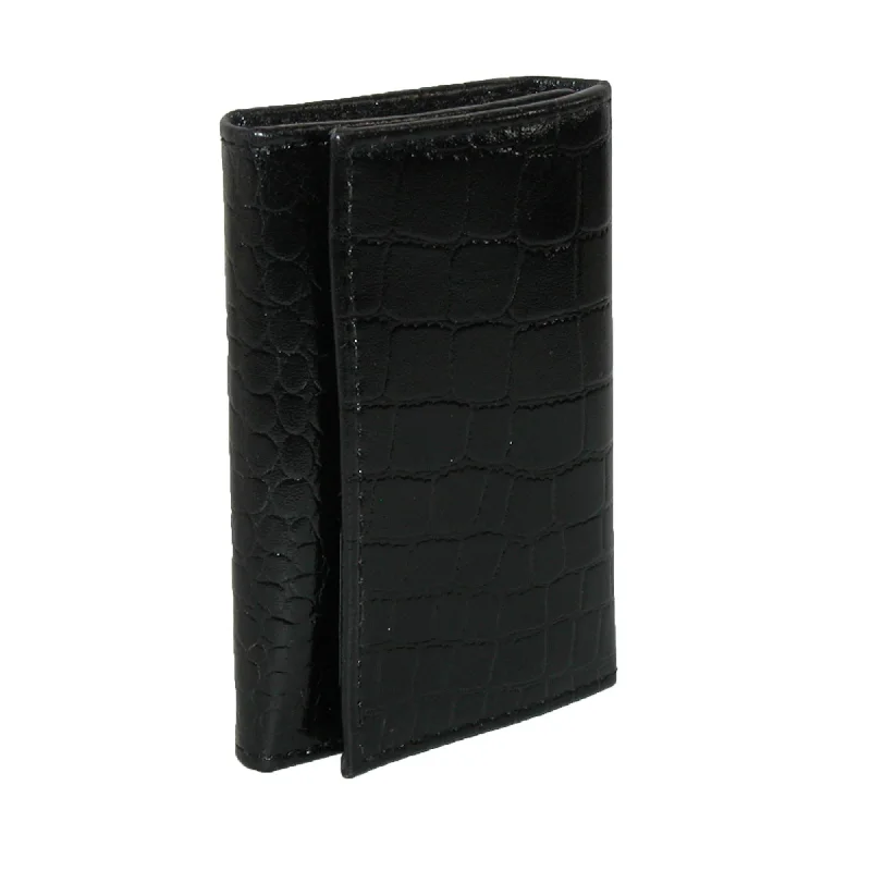 men wallets durable leather quality-Leather Croc Print Key Case and Card Holder