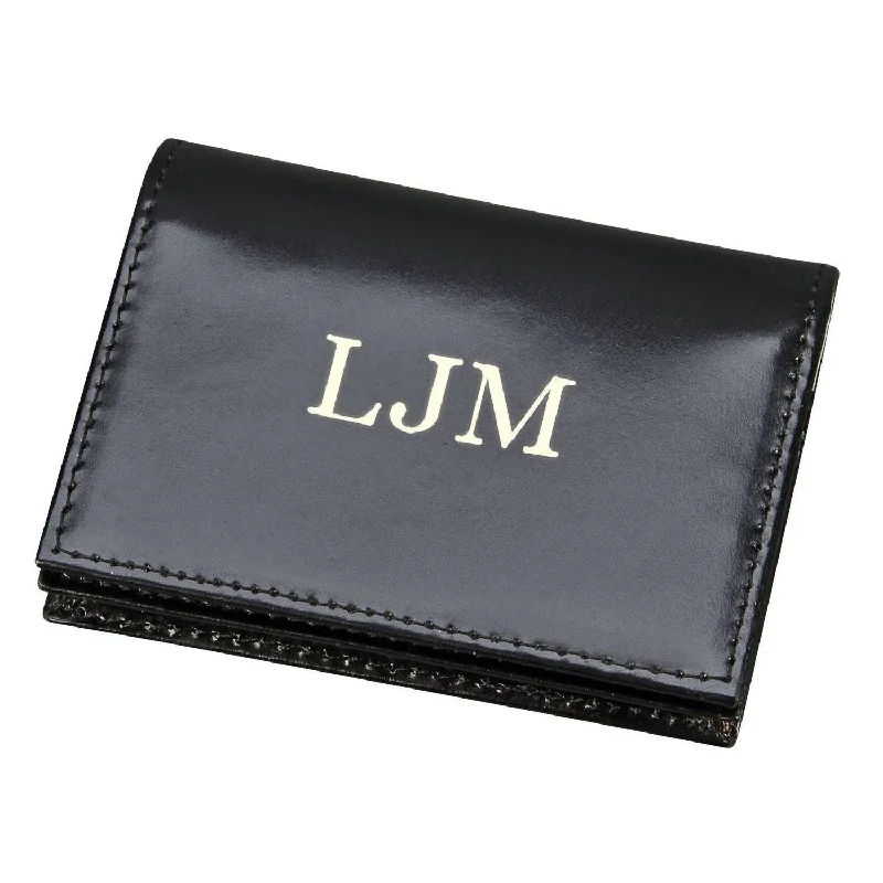 men wallets retro leather-Leather Expanding Card Case In Black