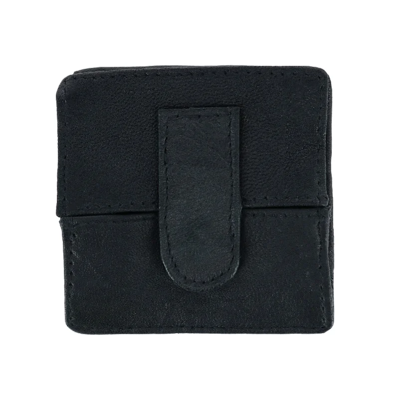 men wallets high end leather quality-Leather Fold Up Coin Change Pouch with Snap Button Closure