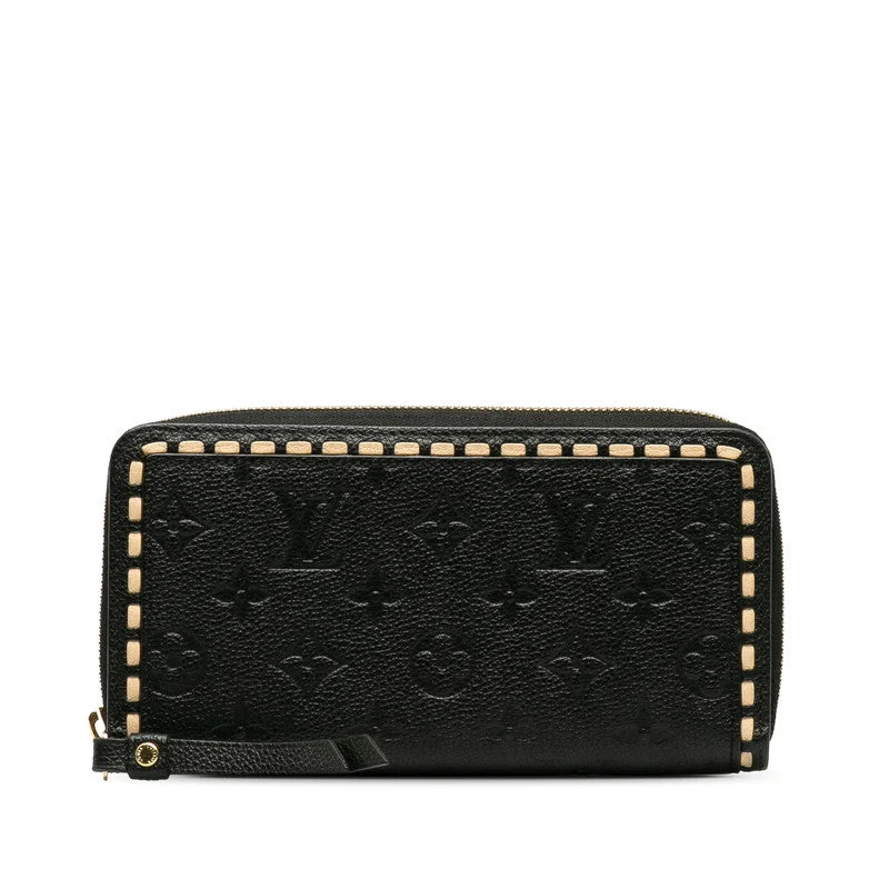 Wallets with foldable design-Louis Vuitton Monogram Empreinte Zippy Wallet Black Leather