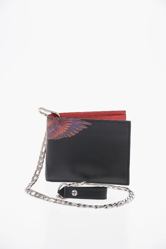 men wallets budget design-Marcelo Burlon Leather Red Wings Wallet With Chain