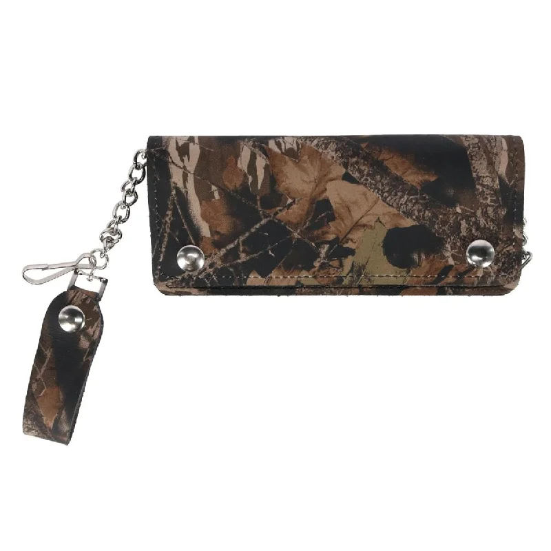 men wallets budget leather quality-Men's Camo Print Long Chain Wallet