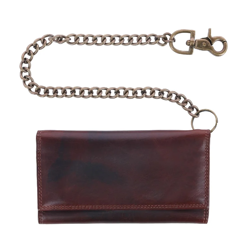 men wallets RFID leather quality-Men's Colorado Leather RFID Long Trifold Chain Wallet