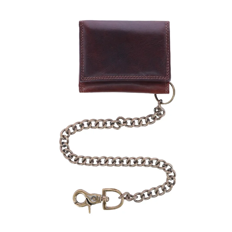 men wallets designer leather style-Men's Colorado Leather RFID Trifold Chain Wallet