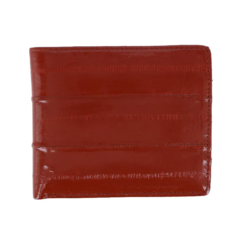 men wallets premium leather quality design-Men's Eel Skin Leather Bifold Wallet with Coin Pouch