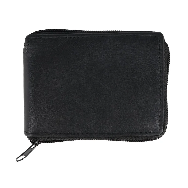 men wallets artisan leather design-Men's Lambskin Leather Zip Around Wallet