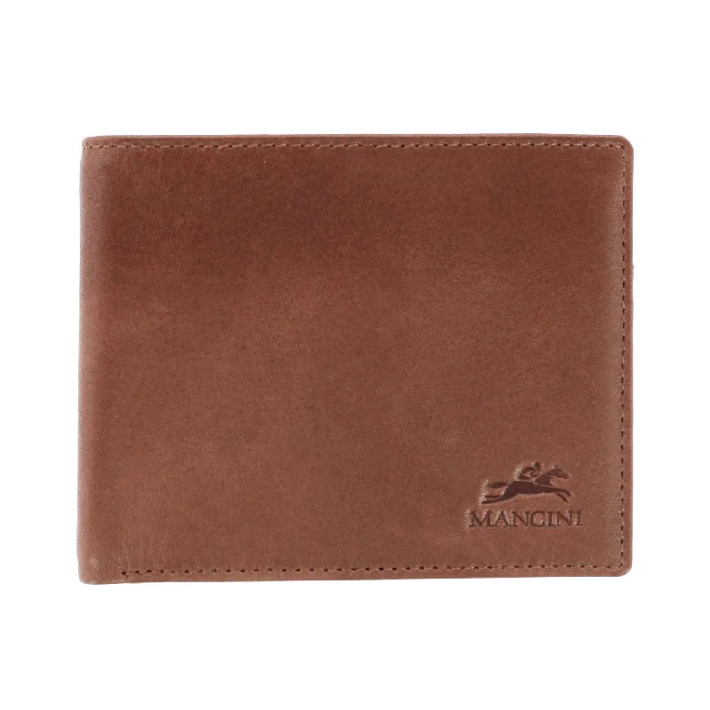 men wallets synthetic leather style-Men's Leather Bellagio RFID Bifold Wallet with Zipper Coin Pocket