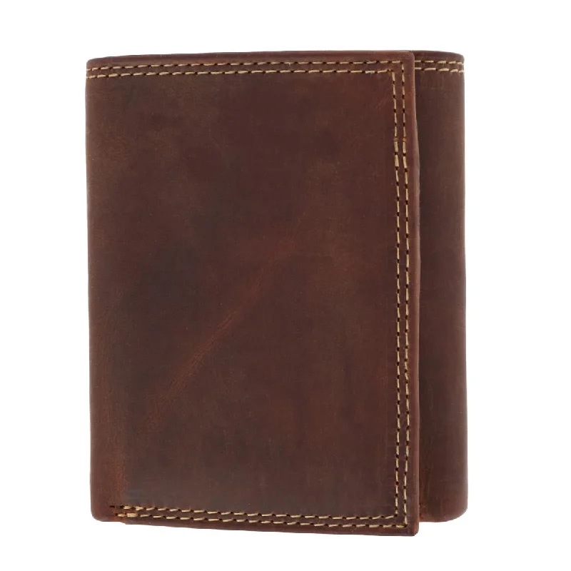 men wallets engraved leather quality-Men's Leather Contrast Stitch Trifold Wallet