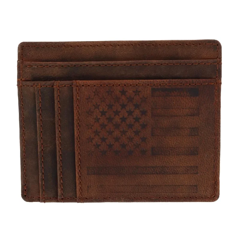 men wallets eco leather style-Men's Leather US Flag Front Pocket Get Away Wallet