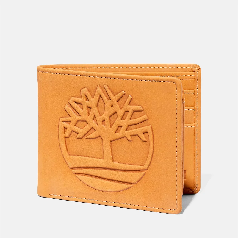 men wallets outdoor style-Men's Red Bank Oversized Tree-Logo Passcase Wallet