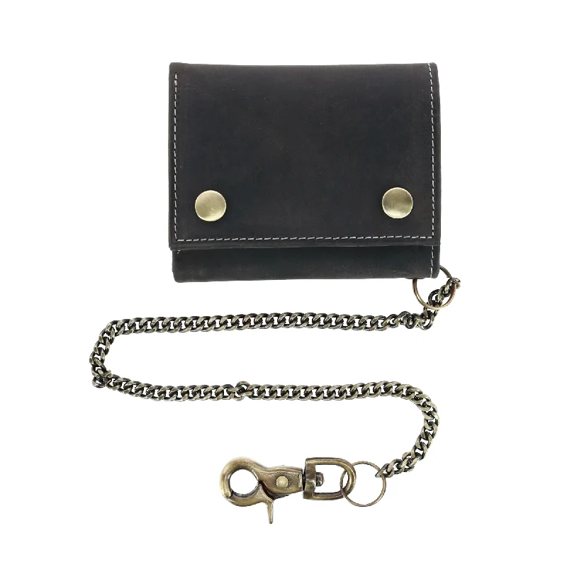 men wallets minimalist leather quality-Men's RFID Hunter Leather Chain Wallet