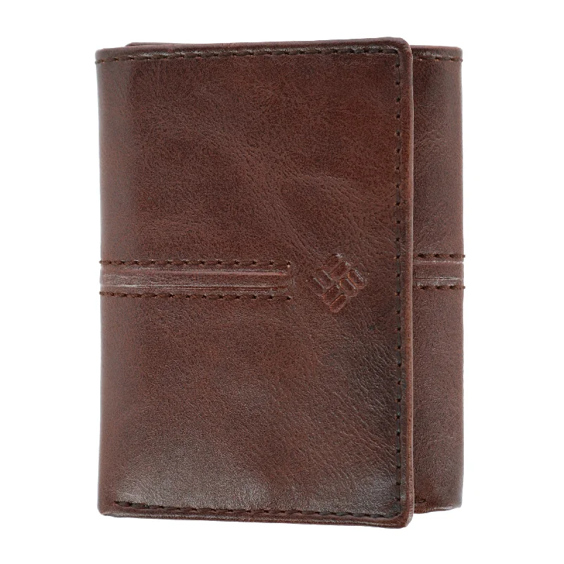 men wallets long leather quality-Men's RFID Protected Trifold Wallet with Double Row Stitching