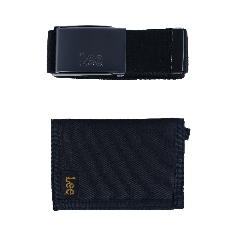 men wallets handmade leather design-Men's Trifold Wallet and Web Belt Gift Set