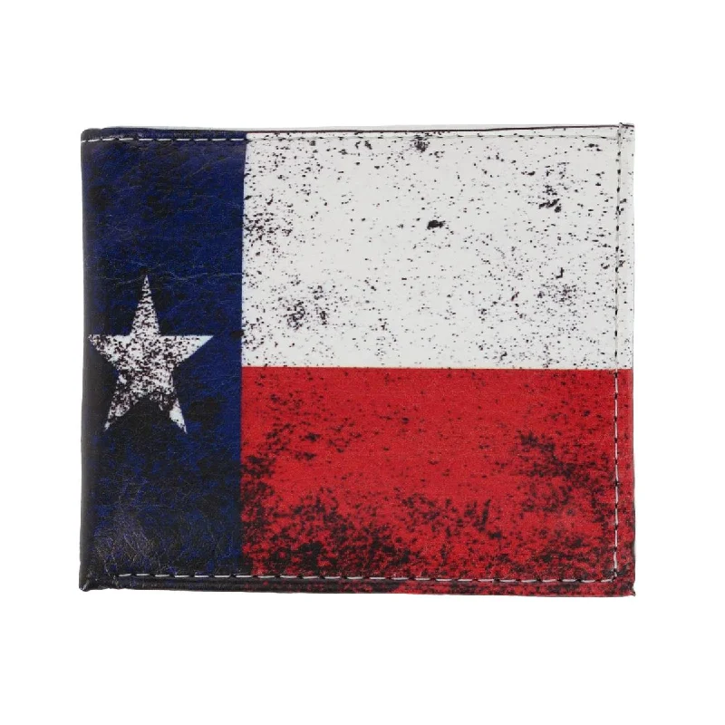 men wallets practical-Men's Vintage Texas Flag Bifold Wallet