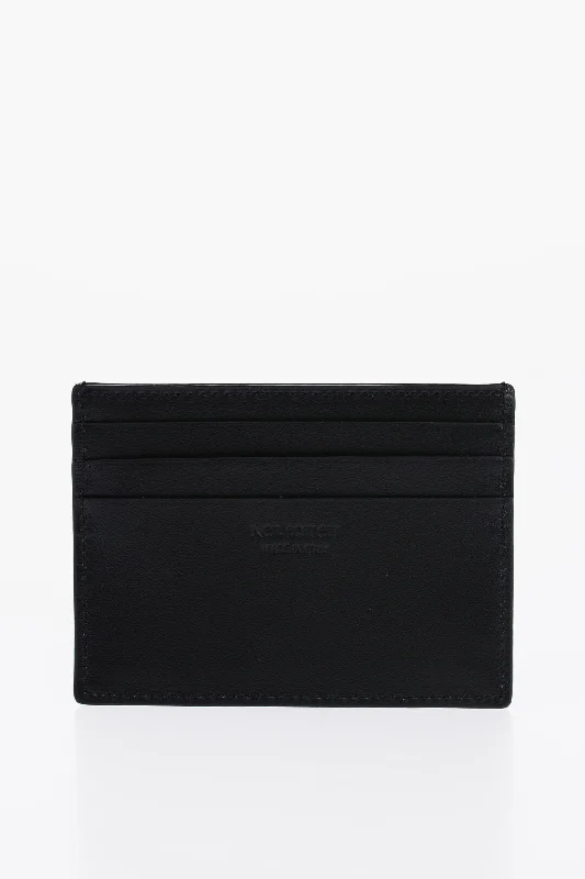 men wallets vegan friendly-Neil Barrett Leather Fair-Isle Thunderbolt Card Holder With Contrast Prin