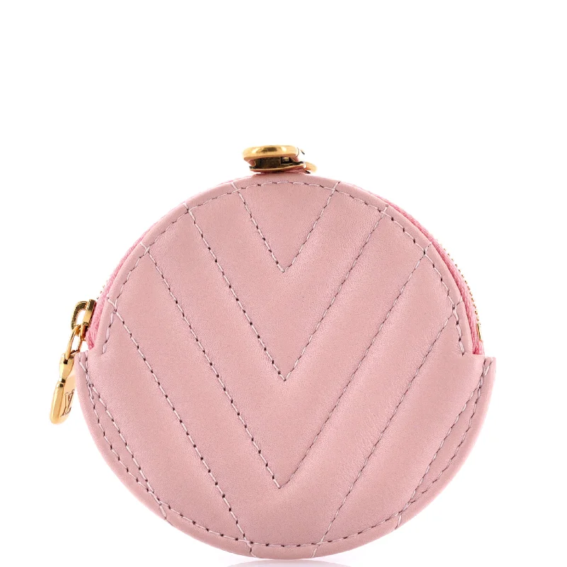 Keychains with retro tags-New Wave Multi Pochette Round Coin Purse Quilted Leather