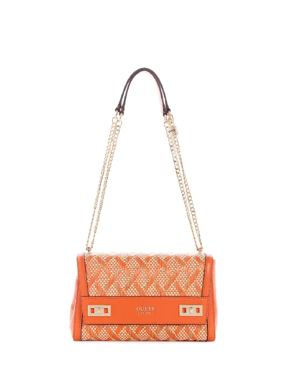 Handbag with patches-Orange Katey Shoulder Bag